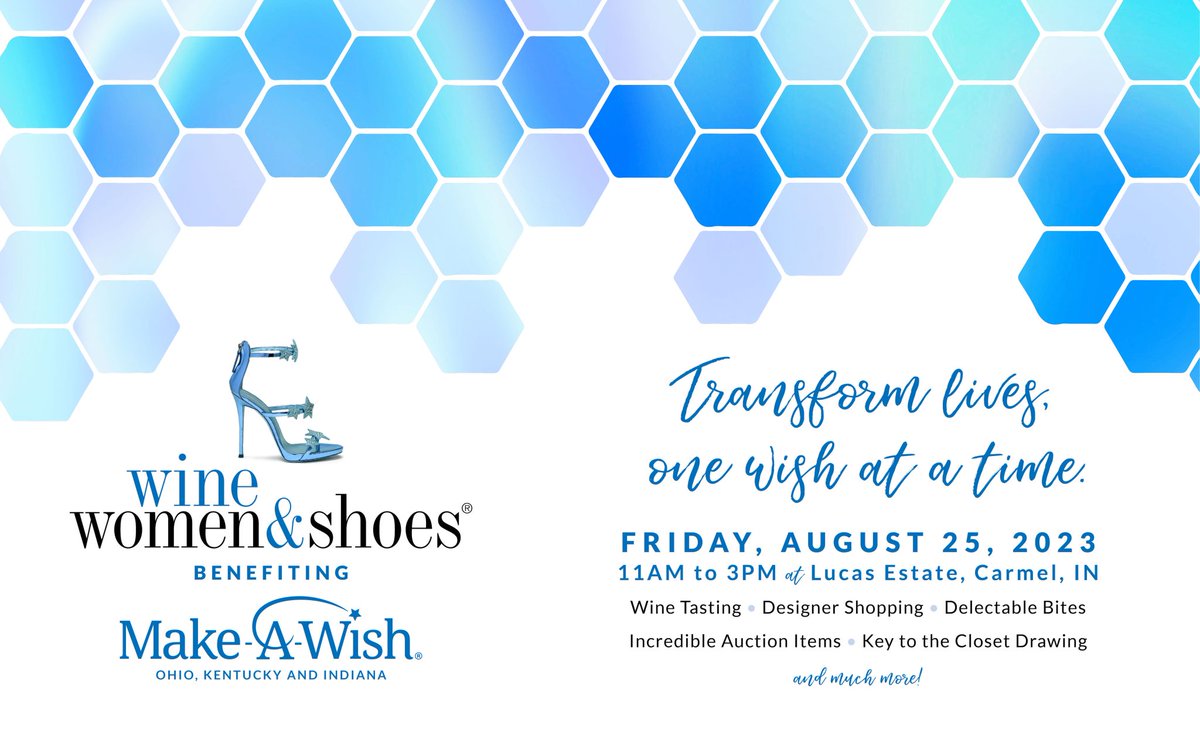 Wine Women & Shoes is back - this time benefitting Make-A-Wish! Join us to grant life-changing wishes for local critically ill children in our shared communities! Tickets and sponsorships: bit.ly/42I9TpB #winewomenandshoes #MakeAWish