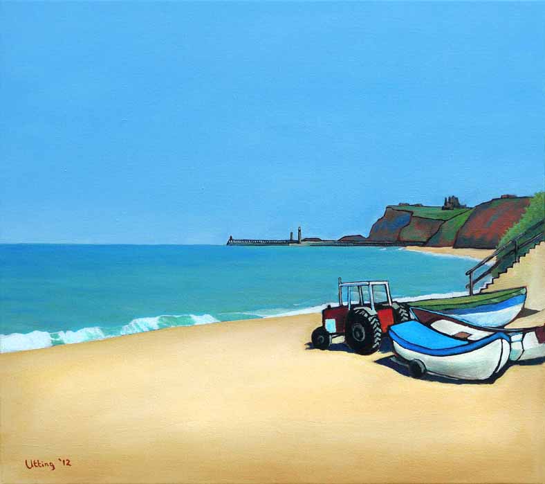 Boats and Tractor Sandsend. A hot summer day by the sea.
 Hope you've not been hit by these summer storms and flooding instead! 

#daviduttingartist #sandsend #printsforsale