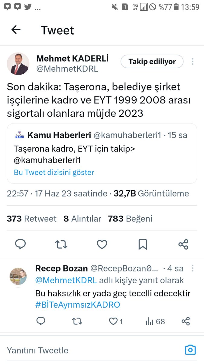FAHRİ Kur'an kursu hocaları çok bekledi çok bekletildi. Yıllarca verdiğimiz mucadelemizin kadro ile sonuçlanması haktır

FAHRİ ÖĞRETİCİLERE KADRO
Diyanet 

<a href="/RTErdogan/">Recep Tayyip Erdoğan</a>   <a href="/zyapicioglu/">Zekeriya Yapıcıoğlu</a> <a href="/ErbakanFatih/">Dr. Fatih Erbakan</a>  <a href="/hasandogan/">Hasan Doğan</a>  <a href="/vedatbilgn/">Vedat Bilgin</a> <a href="/NureddinNebati/">Dr.Nureddin NEBATİ🇹🇷</a> <a href="/DIBAliErbas/">Prof. Dr. Ali Erbaş</a> <a href="/dinckadir43/">Kadir Dinç</a> <a href="/AvSerkanRamanli/">Serkan Ramanlı</a>