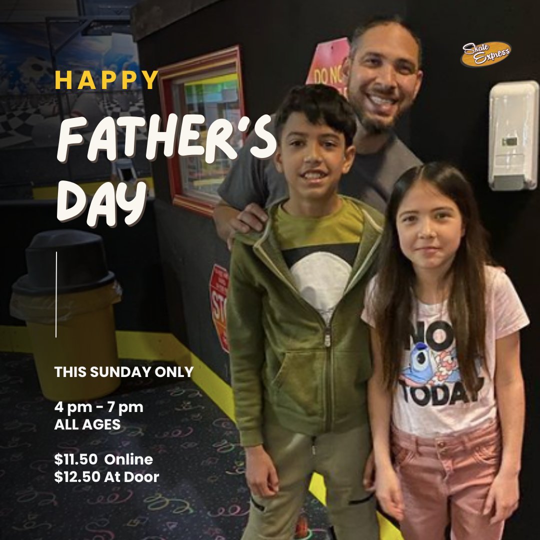 Happy Father's Day to all those dads that make us feel safe, that are our superheroes and that encourage us the most.

#FathersDayAtSkateExpress #HappyFathersDay #RollerSkating #BumperCars #MiniBowling #CelebrateDad