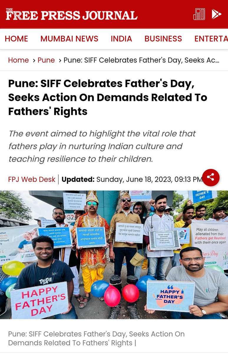 Journalists can make complete careers by working on these stories about family issues.

Pl send this news article to all media houses and DM to journalists. Let's see, if they encash it or not.

freepressjournal.in/pune/pune-siff…