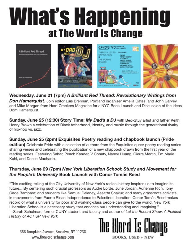 Check out the great events happening at The Word Is Change this month!
