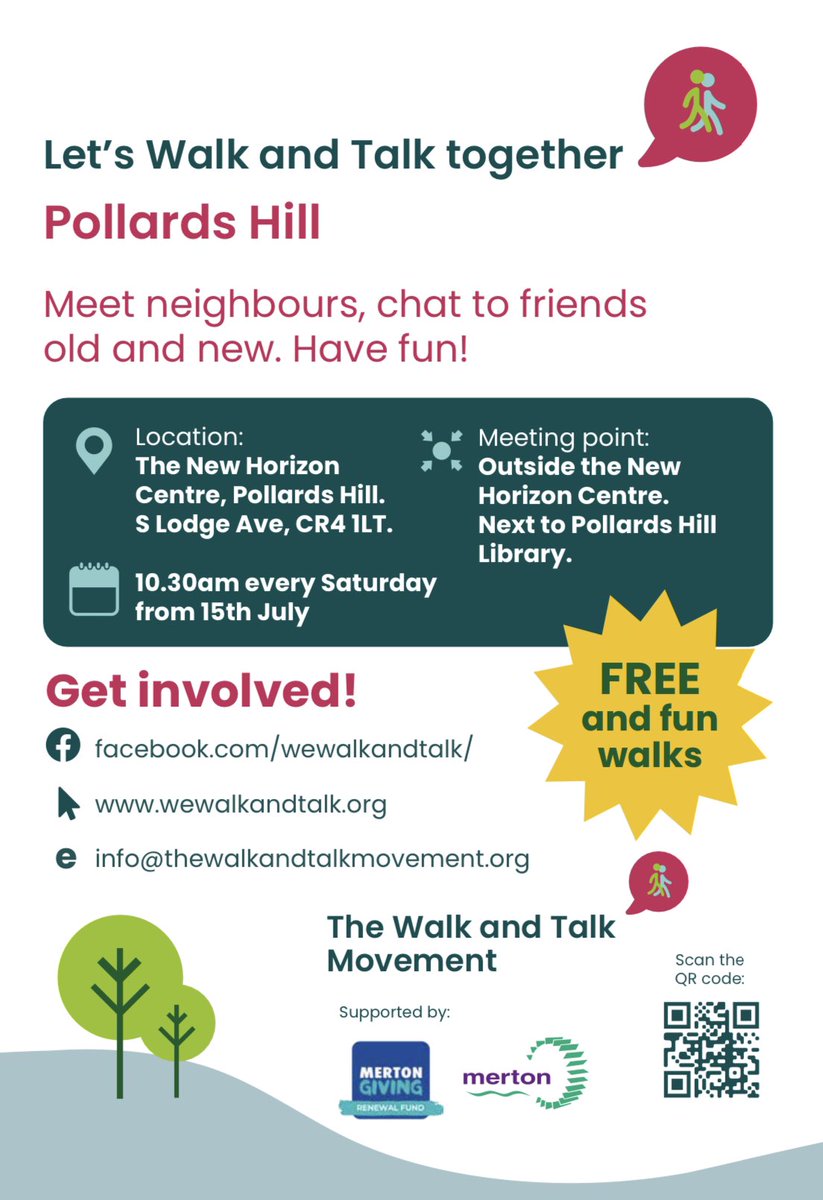 Look what’s coming to pollards hill🚶🏽‍♀️@WeWalkandTalk to support local residents 🙏🏾 👉🏾walkandtalkmovement.org 👈🏾 Save the launch 🚀 date and share @JoanHen15319178 @MartinWhelton @barry_causer @johnmor05979650 @Siobhain_Mc @nhsmerton_ @LovePollards @CommonsideTrust @phbclondon