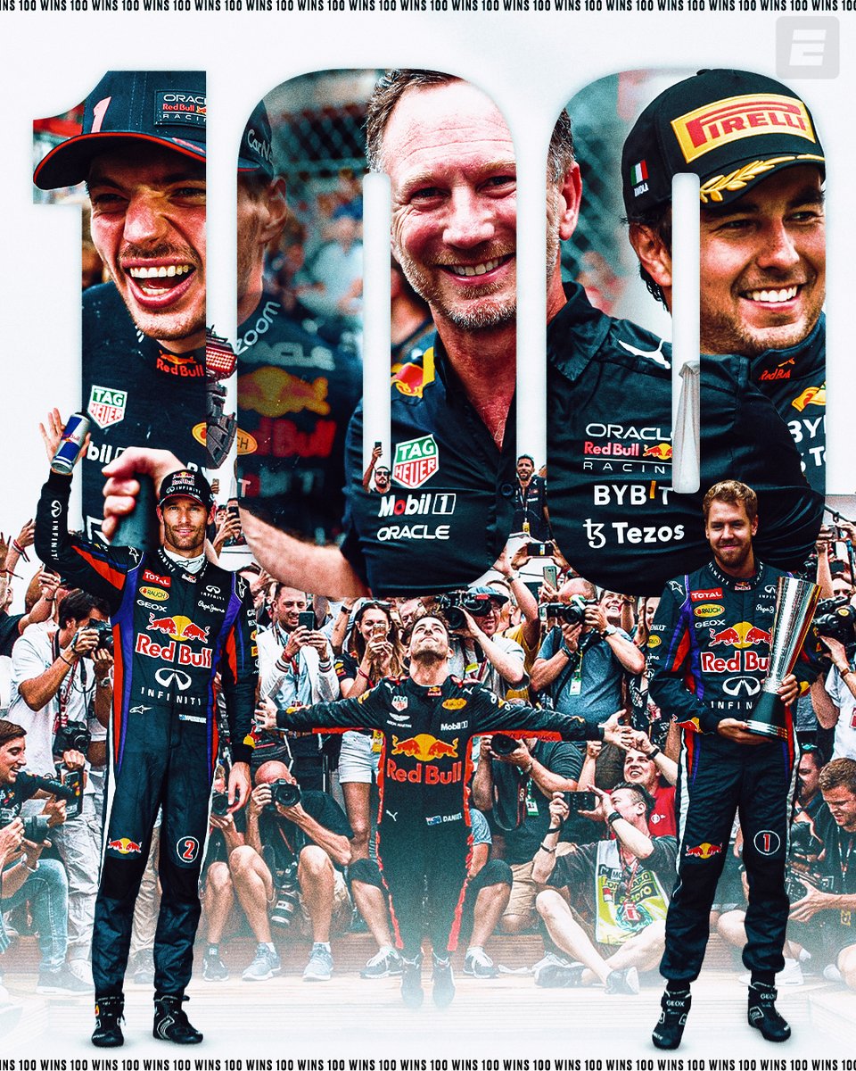 ESPNF1's tweet photo. That was Red Bull’s 100th win in F1 🍾 https://t.co/ryZzfV4ACs