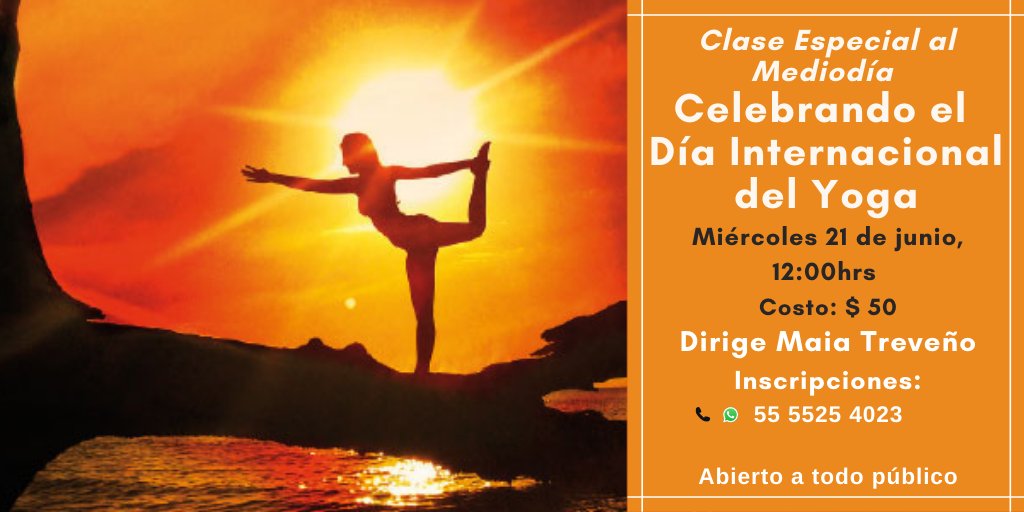 🗓️El 21 de junio se celebra el Día Internacional del Yoga, queremos aprovechar este día para invitar a las personas a conocer los beneficios de esta práctica física, mental y espiritual.

Abierto a todo público con cualquier nivel de experiencia.
+info: 5555254023

#YogaDay2023