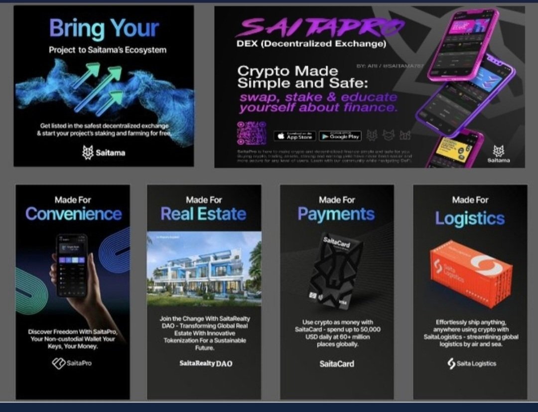 I_m_Smiley's tweet photo. #SAITAMA is building.
#SaitaPro(wallet/swap/dex)
#Epay.me(on-ramp)
#SaitaCard(off-ramp)
#SaitaRealty(token)
#Fang.art(NFT beta)
#SaitamaAcademy
#SaitaLogistic(new)
(soon):
#BuyBackBurn(collecting)
#SaitaChain⛓️
#SouthSudan contract
#WolfCaster Games
#SaitaCity
#SaitaClub
#BullRun https://t.co/7bTdVPsdD8