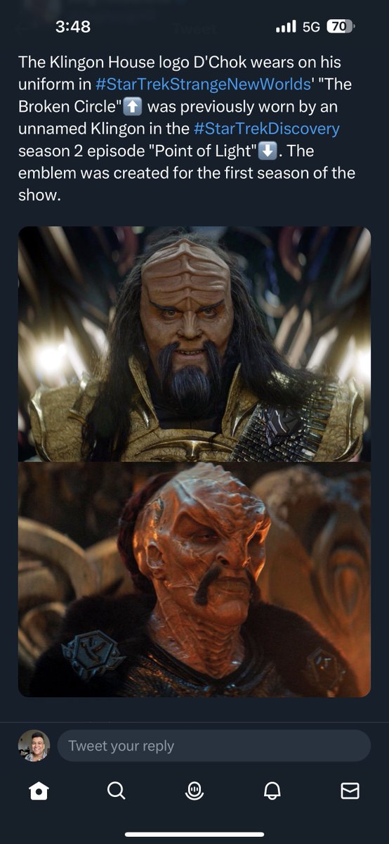 So am I the only one who hated how the Klingons look in #SNW? Like it’s a weird mashup between TOS and TNG era Klingons while trying to nod to DISCO era, but with weird, overly smooth, kinda cheap looking prosthetics?