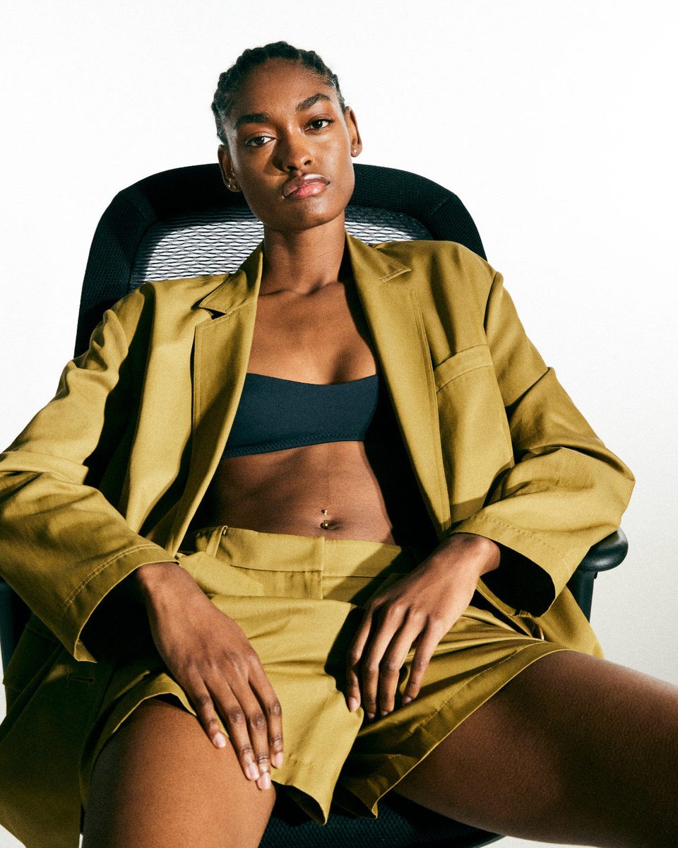 tibi's tweet image. The Drapey Suiting Liam Blazer &amp;amp; The Drapey Suiting Pleated Short.