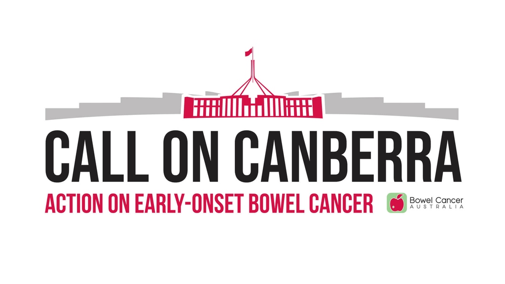 Today, we’re travelling to the capital from across the country to #CallOnCanberra. Join us direct from Parliament House tomorrow as we advocate for important policy change. It's time to challenge perceptions and motivate action on early-onset #BowelCancer. #Never2Young