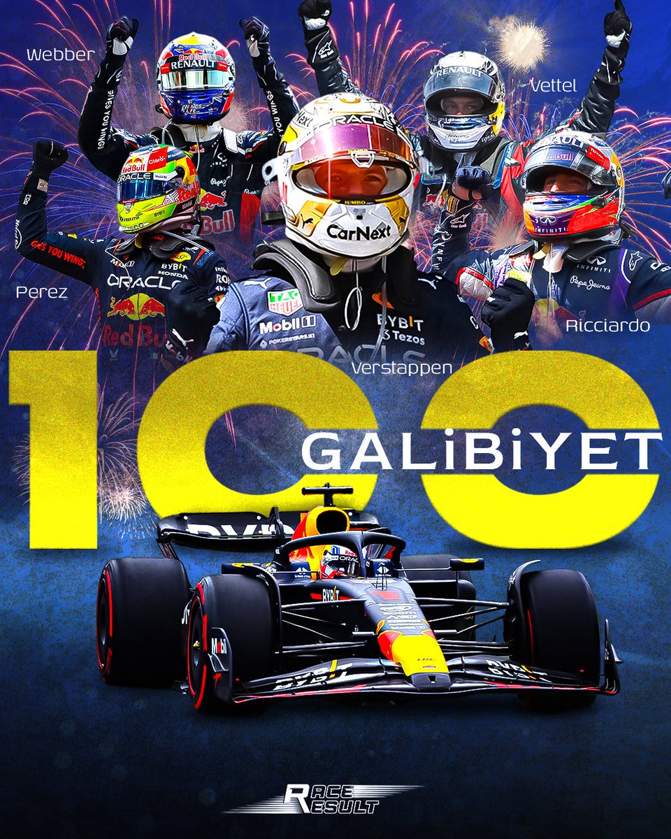 Red Bull Kanada GP'sinde 100. zaferine ulaştı. 💯

#CanadaGP 🇨🇦 #F1 #F12023 #RedBullRacing #MaxVerstappen #SergioPerez #SebastianVettel #MarkWebber #DanielRicciardo @redbullracing