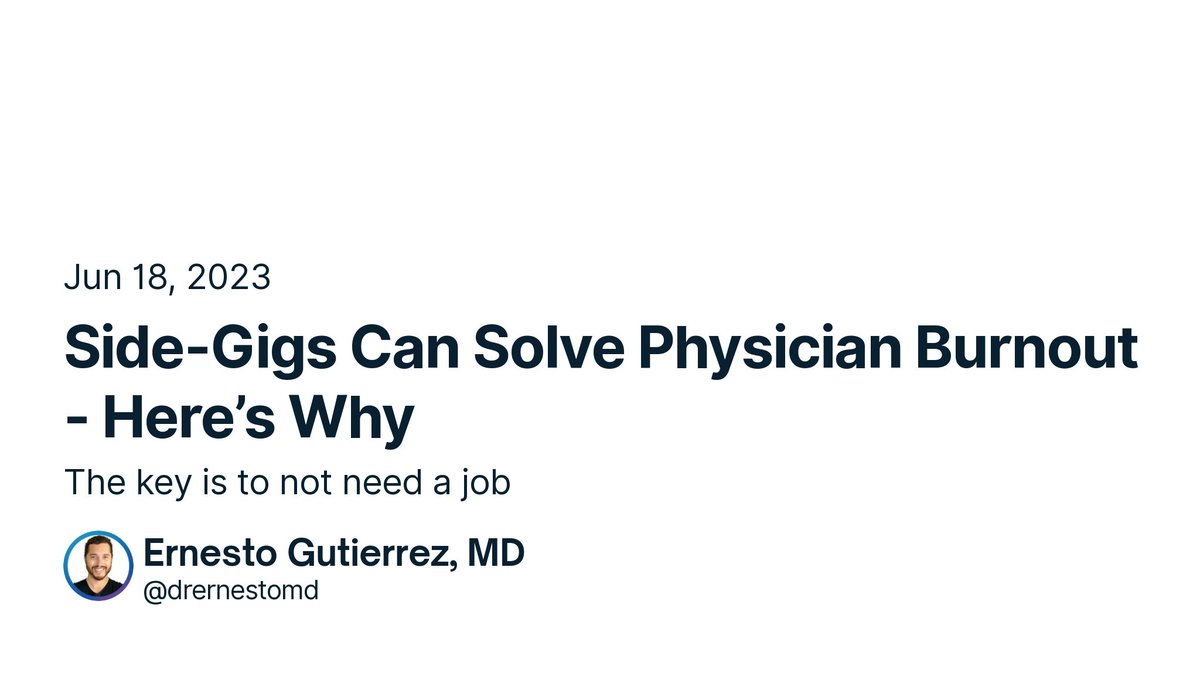 New shipment! Side-Gigs Can Solve Physician Burnout - Here’s Why by drernestomd. 

👉  Read it —> x.com/drernestomd/st…

#ship30for30
