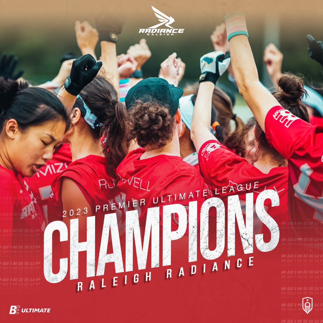 .<a href="/RaleighRadiance/">Raleigh Radiance</a> are the 2023 <a href="/PremierUltimate/">Premier Ultimate League</a> Champions 🏆 #BEteam⁠⁠ #BEchamps⁠