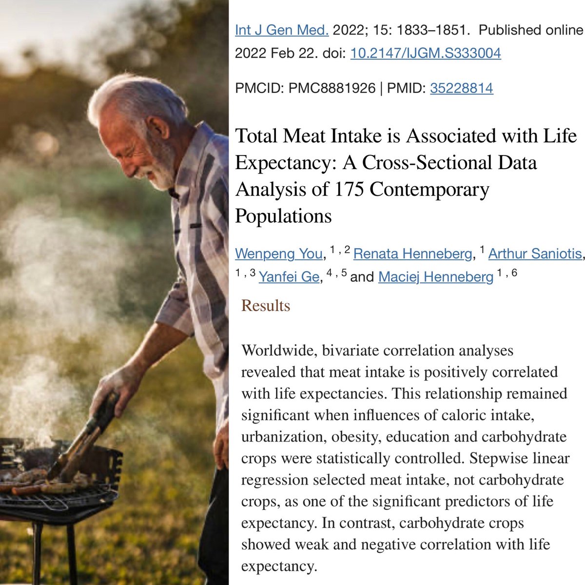 SBakerMD's tweet image. NEW STUDY!! In 175 countries, more meat eating equals longer life! Even when controlling for socioeconomic factors!!