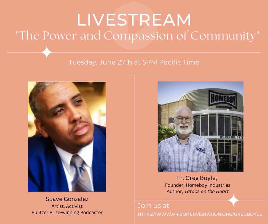 PVS_Visits's tweet photo. Can't make it to Oregon to see #FrGregBoyle and #SuaveGonzalez? Sign up for the livestream! https://t.co/8c6AQZoqw0
