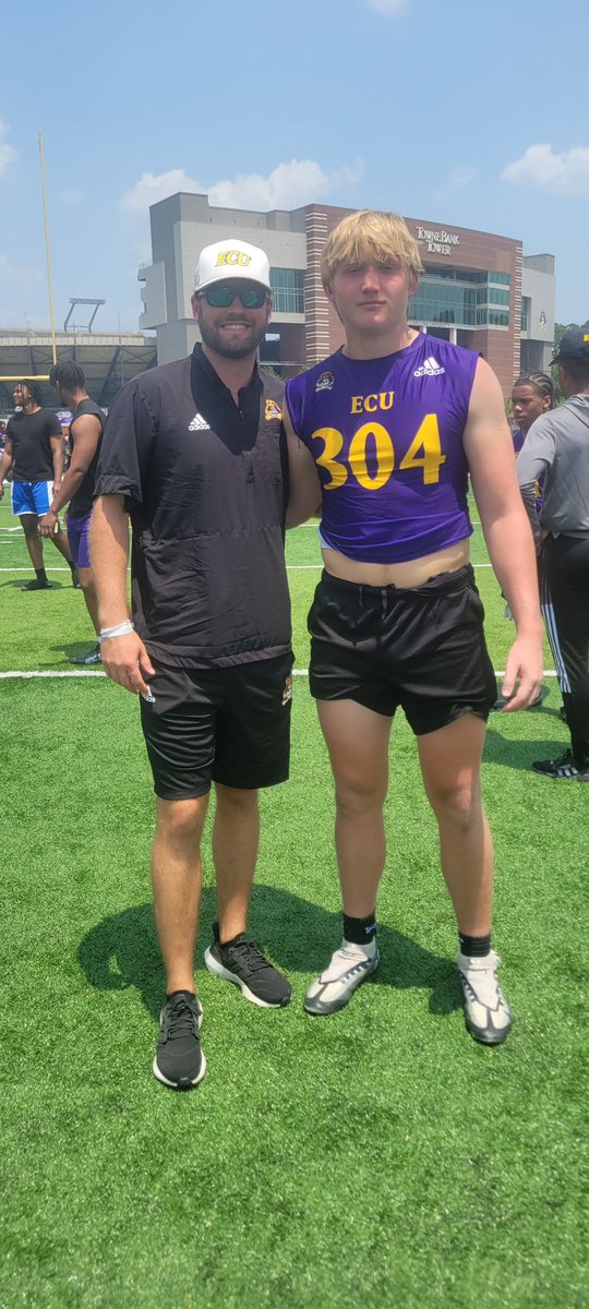 DillonGall80's tweet photo. Blessed to compete at @ECUPiratesFB prospect camp today. Thank you coach @CoachAuerECU for a incredible camp experience!!! @Coach_JWatts @CoachFKitchens @Coach_Dougherty @CoachClemUNC @ECUCoachHouston https://t.co/t0nX1Xz7op