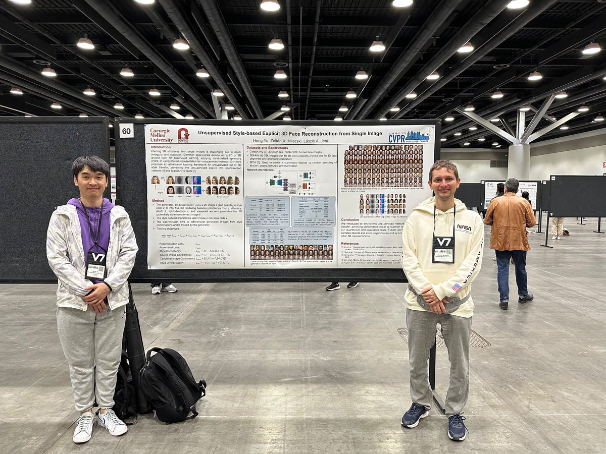 LaszloJeni's tweet photo. Join us now at West Exhibition Hall A for our poster on “Unsupervised Style-Based Explicit 3D Face Reconstruction From Single Image” with @Heng54578593 and @srph25 .

Paper: https://t.co/2LrZlCadml

#GenerativeCV #3DFaceReconstruction #ComputerVision #AI #CVPR2023 https://t.co/j1MznIuNZV