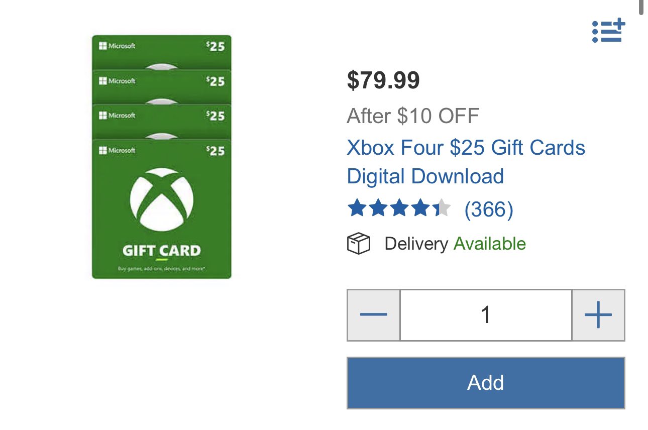 Xbox $100 Gift Card Digital Download