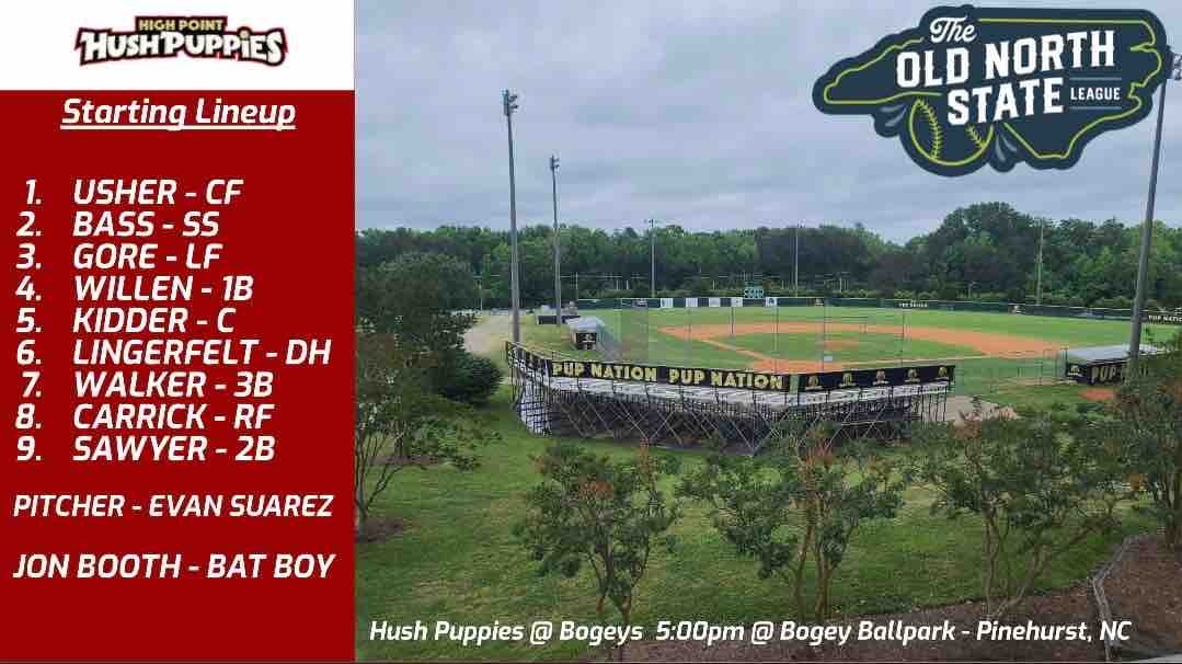 HushpuppiesONSL's tweet photo. 30 MINUTES UNTIL GAME TIME ‼️

YOUR STARTING LINEUP FOR TONIGHT’S GAME: Father’s Day! Live stream is ONLY on Old North State League’s website. The link is in our Linktree!! 🐶 https://t.co/Jt17jqWOd9