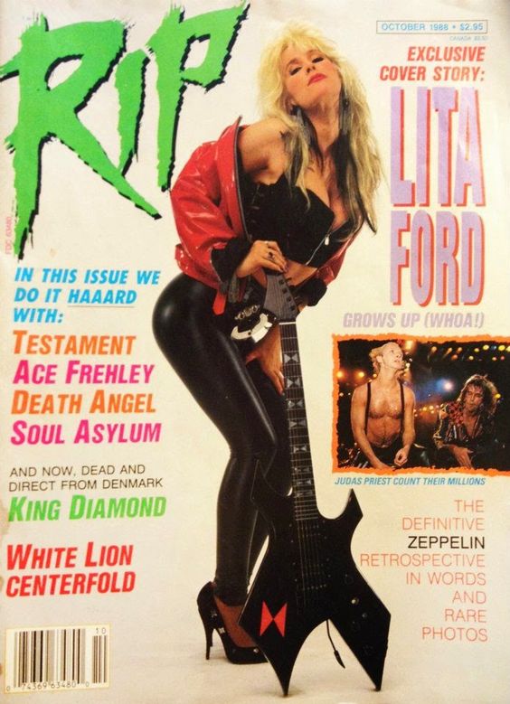 RIP magazine (October 1988) Lita Ford Cover! #HeavyMetal #HardRock #Rock #Music #Throwback  #badass #magazine #art #Retro #80s #LitaFord #babes