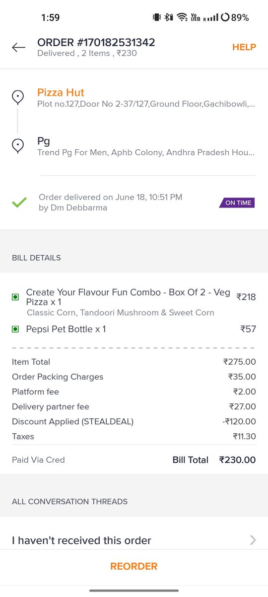 ShaSha_can's tweet photo. @SwiggyCares https://t.co/hoblpaN5wG
