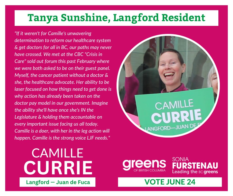 TeamCurrieESC's tweet photo. We are so appreciative for @tanyahsunshine's energy and support. Without incredible volunteers like Tanya we wouldn't be where we are today. Make it count and get out and vote! https://t.co/OzksBj8LSh #bcpoli #langfordbc #sookebc #bcbyelection https://t.co/EnbFe5JV5k