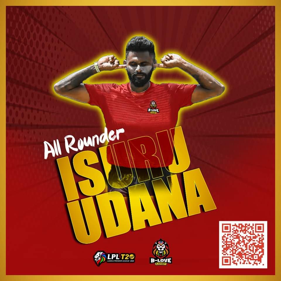 B LOVE KANDY LPL (@blovekandylpl) on Twitter photo B Love Fans, get ready to witness the return of a true cricketing phenomenon! Join us in giving a warm welcome to the extraordinary all-rounder, the 'Izi Yaka' himself, <a href="/IAmIsuru17/">Isuru Udana</a> Udana! ๐ฆ๐ฅ
๐ช๐ฅ #BLoveKandy B Love Fans, get ready to witness the return of a true cricketing phenomenon! Join us in giving a warm welcome to the extraordinary all-rounder, the 'Izi Yaka' himself, <a href="/IAmIsuru17/">Isuru Udana</a> Udana! ๐ฆ๐ฅ
๐ช๐ฅ #BLoveKandy