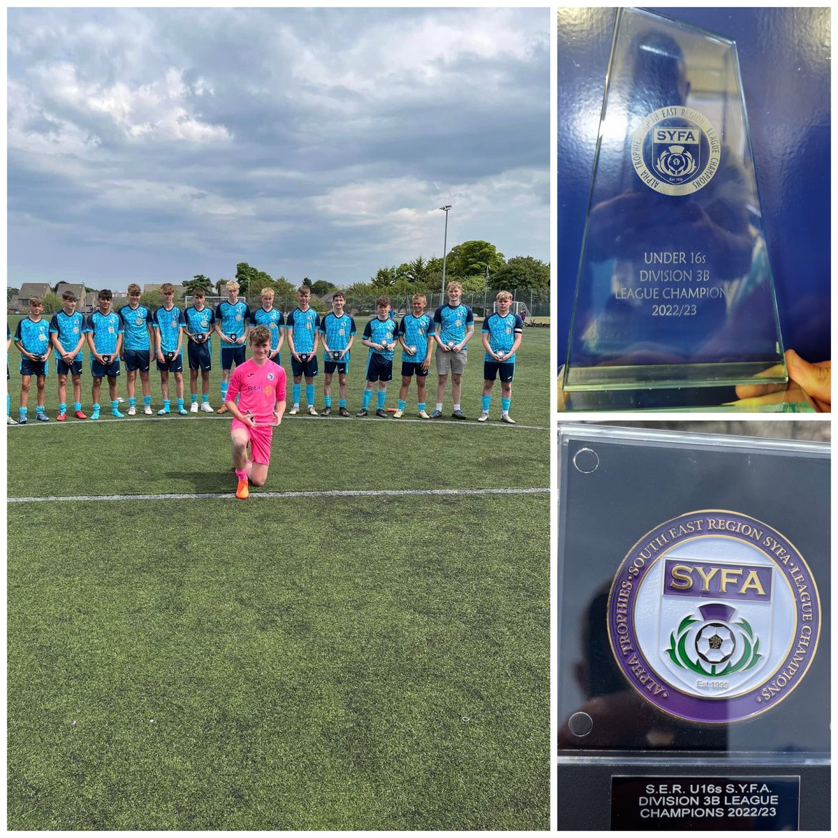 Congratulations to our Under 16’s who were crowned <a href="/SERegionYFA/">SERYFA</a> Division 3B champions today 🎉👏⚽️

The boys headed back to Yarrow Park to celebrate with their end of season awards.

We’d like to thank the teams kit sponsors Skinny’s, Riverside Healthcare &amp; Selkirk Rotary Club.