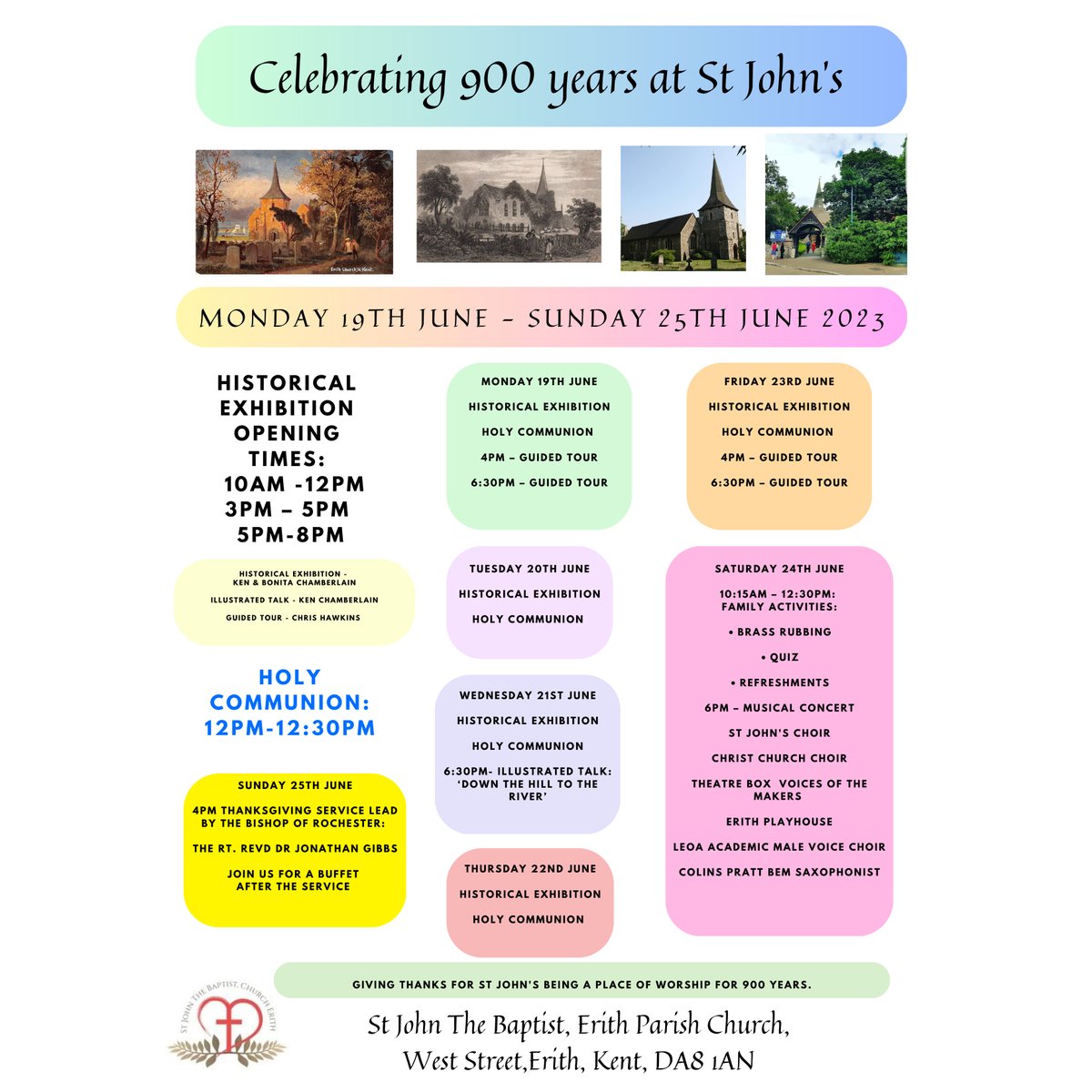 St. Johns in Erith is 900 years old this year!! 
To mark the occasion, they are hosting tours, events and talks all week. We've attached their poster - have a look at their of goings-on this week.