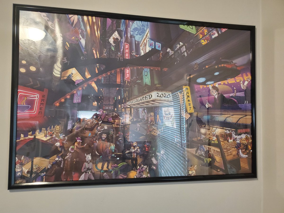 Finally got around to hanging up the 2020 Fursquared poster (cyberskunk)