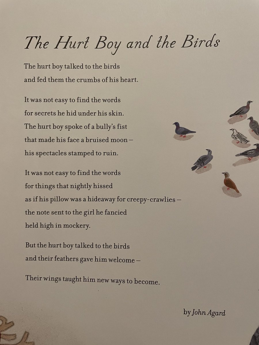 ‘The hurt boy talked to birds
and their feathers gave him welcome - 

Their wings taught him new ways to become.’  - John Agard 

#hope #socialwork #PoetryHelps- made me think of my friends ⁦@relationalacts⁩