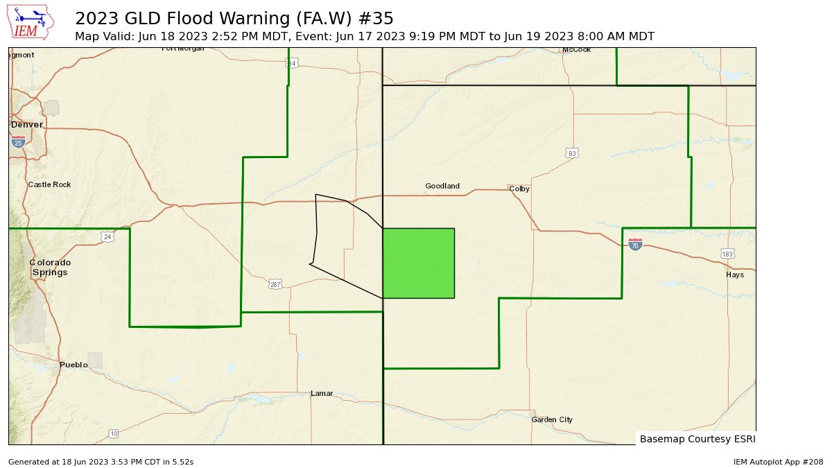 KSstormchasers's tweet photo. GLD extends time of Flood Warning for Wallace [KS] till Jun 19, 8:00 AM MDT https://t.co/i84F8bdfZW https://t.co/imdBqs9zZh