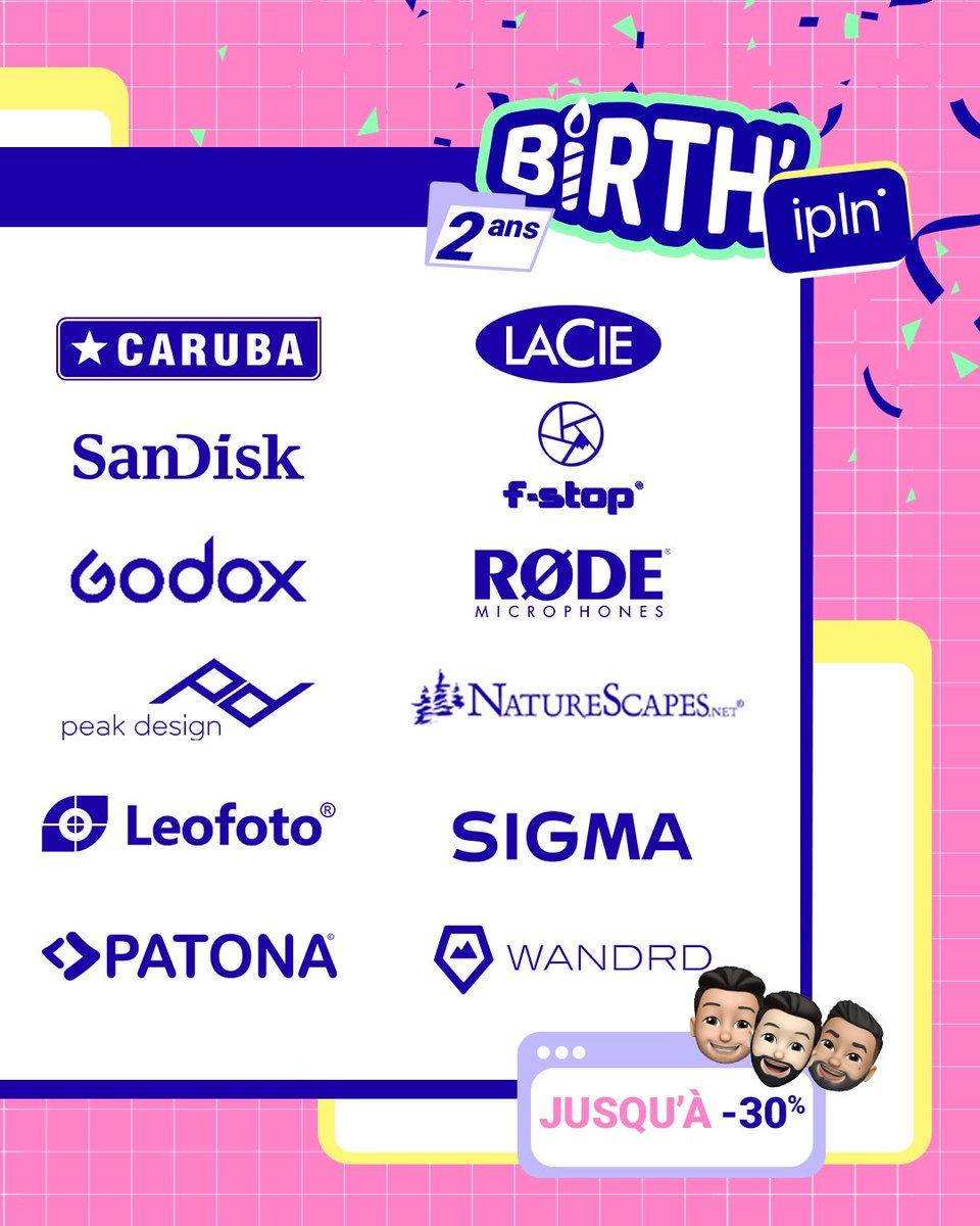 Plus que 24h pour profiter des offres photo / vidéo d’<a href="/IPLN_FR/">IPLN - Matériel Photo, Vidéo, Drone.</a> 👀

Des kits exclusifs, des promo chez Sony, Canon, Nikon, Panasonic, Sigma, Tamron etc etc 

👇🏼 + de 70 offres 🥵

ipln.fr/content/71-bir…

N’oubliez pas le code créateur GUIRUCH pour soutenir les projets 🫶🏼