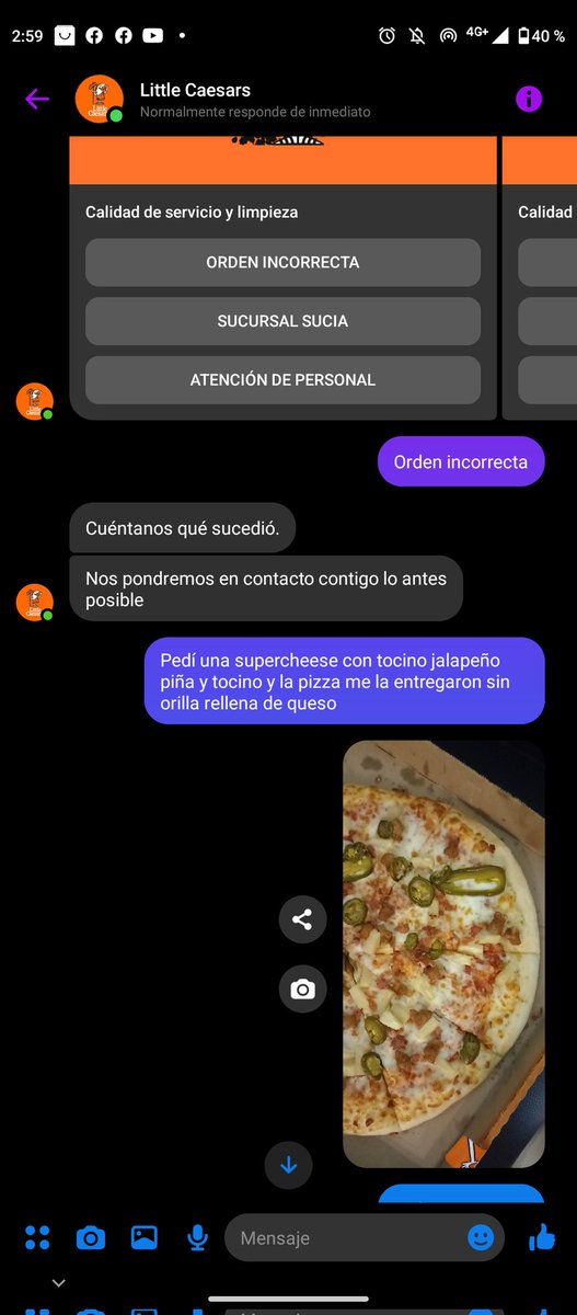 rusthok's tweet photo. @littlecaesarsmx @Profeco me dieron una orden incorrecta y nunca me respondieron https://t.co/Vtm6Ijx4Fs