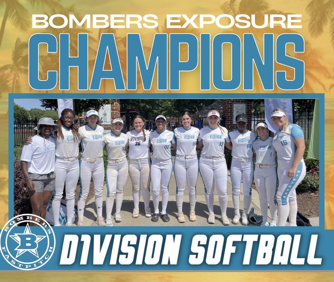D1V 18U NATIONAL BOMBERS EXPOSURE CHAMPIONS 🔥

8 girls to start this event and 9 to end it with one pitcher <a href="/JennaSamuel2023/">Jenna Bear Samuel</a> &amp; <a href="/ClaverieAubrie/">Aubrie Claverie</a> <a href="/kaitlynEgraham/">Kaitlyn Graham</a> pitching who do NOT pitch!!! 

Team BA of .4️⃣0️⃣0️⃣BA 1️⃣0️⃣ 💣s this group killed it from the top <a href="/constancequinn_/">Constance Quinn</a> down!!