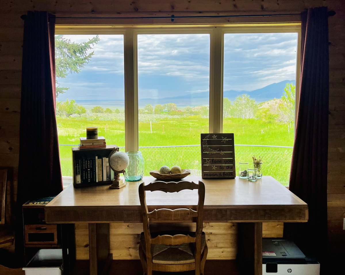 I always end up curled up in a big chair but after a year it was time to set up my desk—even if it’s only for pretend. #CabinLife #WritingCommunity