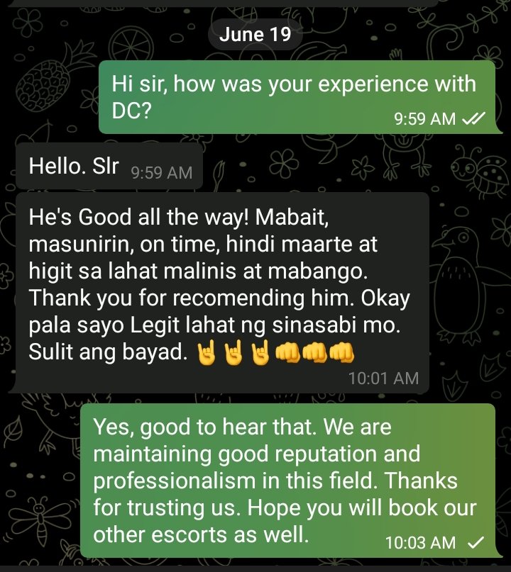 Successful booking transaction plus a very wonderful feedback to our Escort DC.

Thanks sir for Trusting Lust Escort Service Date Philippines as your Escort Service Provider.

Book your favorite escorts now!!!
#lustescortservicedate #boyfriendforhire #bagetsforhire #escortservice