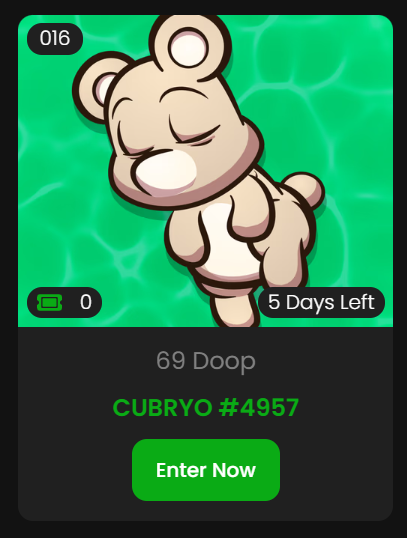 Whoopsies ™️⚡️ (@wdoopsies) on Twitter photo Feeling Lucky?
Get a chance to win this <a href="/killabearsnft/">KILLABEARS 🐻</a> (CUBRYO) at: whoopdoop.com
We Like Bears💖 #NFTs #killabears #NFTGiveaway Feeling Lucky?
Get a chance to win this <a href="/killabearsnft/">KILLABEARS 🐻</a> (CUBRYO) at: whoopdoop.com
We Like Bears💖 #NFTs #killabears #NFTGiveaway
