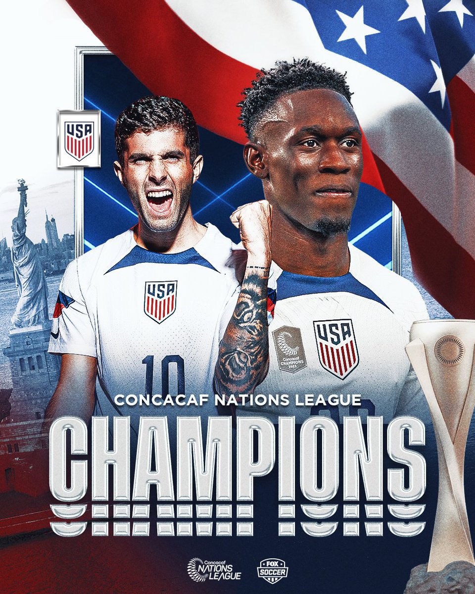 FOX Soccer (@foxsoccer) on Twitter photo CONCACAF SUPREMACY BELONGS TO THE <a href="/USMNT/">U.S. Soccer Men's National Team</a> 🇺🇸
The Red, White, and Blue are your 2023 CONCACAF Nations League Champions 🏆 CONCACAF SUPREMACY BELONGS TO THE <a href="/USMNT/">U.S. Soccer Men's National Team</a> 🇺🇸
The Red, White, and Blue are your 2023 CONCACAF Nations League Champions 🏆