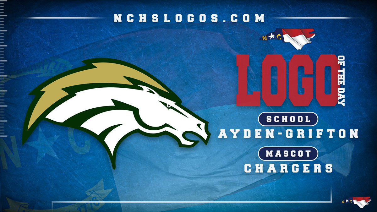For our 1⃣st #NCHSLogoOfTheDay this week, we travel to Pitt County to ✔️out the Ayden-Grifton Chargers⚡️🐴

@AGHSathletics @AGHSFootball @AGHSChargers @PCS_NC @pittcoathletics @BaseballAGHS @AydenGriftonMBB

nchslogos.com/ayden-grifton_…

#nchsfb #nchshoops