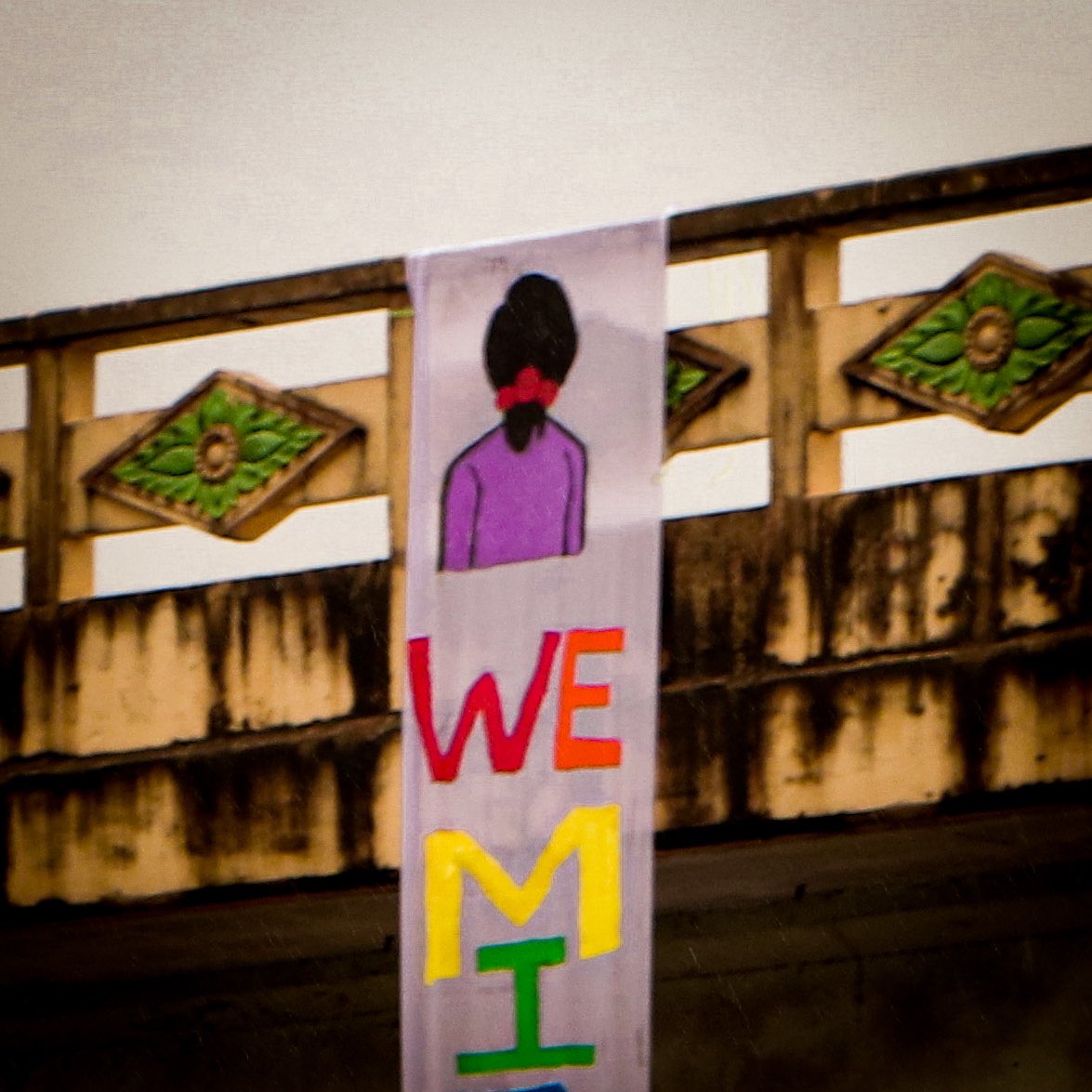 To commemorate the 78th birthday of people’s leader Daw Aung San Suu Kyi, YRF's Soft Strike Community hung a banner with the text “We Miss You” along with the picture of Daw Aung San Suu Kyi in Yangon. #WhatsHappeningInMyanmar #AungSanSuuKyi #yangonrevolutionforce