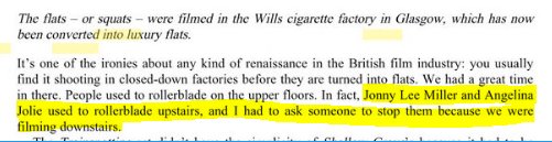 Danny Boyle scolding Angelina Jolie for rollerblading on the Trainspotting set is maybe her most wholesome 90s anecdote.