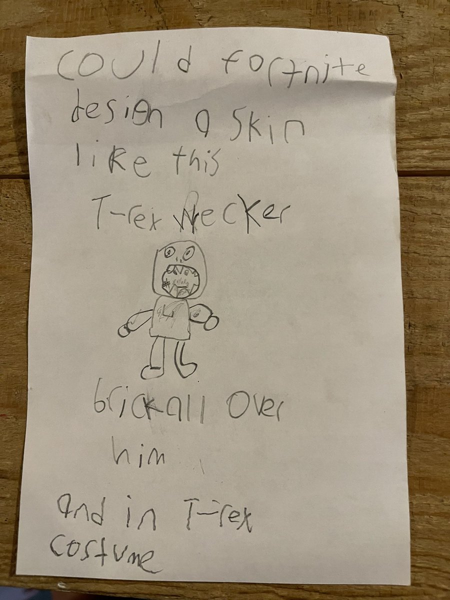 From my kid: <a href="/FortniteGame/">FortniteGame</a> -> could you design a skin like this?
