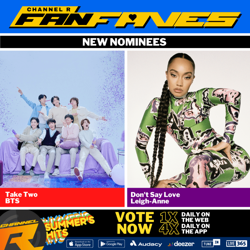 channelrradio's tweet photo. 👍Vote now for #ChannelRFanFaves, our Top 10 listener favorites based on your votes &amp; requests playing daily. The #1 Fan Fave Of The Week plays 3x daily.

New Nominees:
#LeighAnne Don't Say Love
#BTS Take Two

Vote &amp; request for these here: https://t.co/peKLPs3Qkk https://t.co/jDk9zRTTGQ