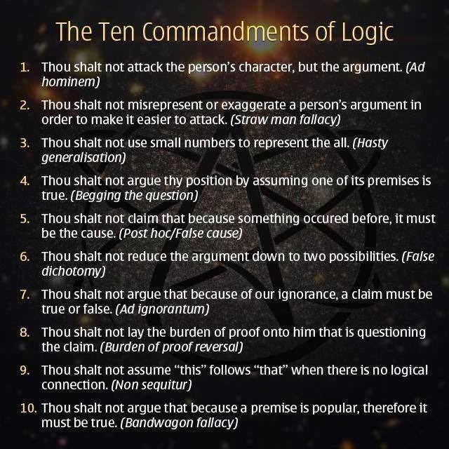 SteveStuWill's tweet photo. The Ten Commandments of Logic https://t.co/pZEOQ9NqL9