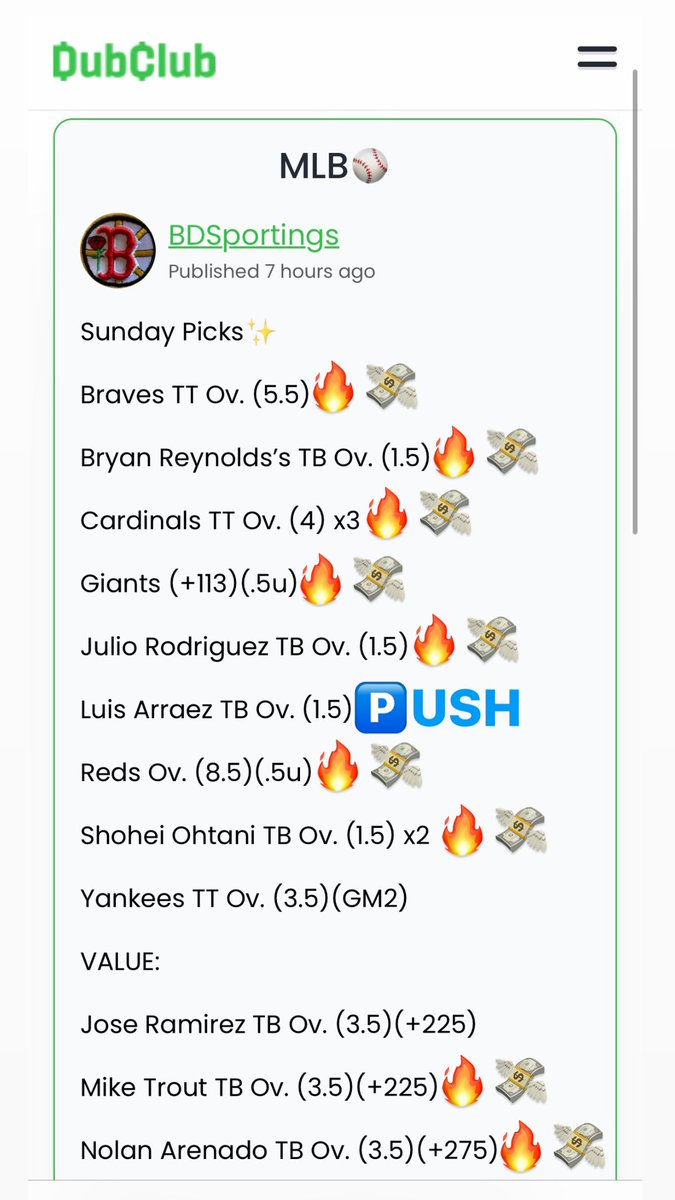 9-0 Crazy ✅✅✅✅✅✅✅✅✅

Free Plays 2-0 @ The Moment✨

Lucky Ones Who Got Today For Pennies, Hope It Was Memorable 📈

🚨Link To Subscribe🚨bit.ly/BDSportings

Happy To Help 🤝

#MLB #CrossSportParlay #Formula1 #FathersDay2023 #PrizePick #NationsLeague #PlayerPropBets