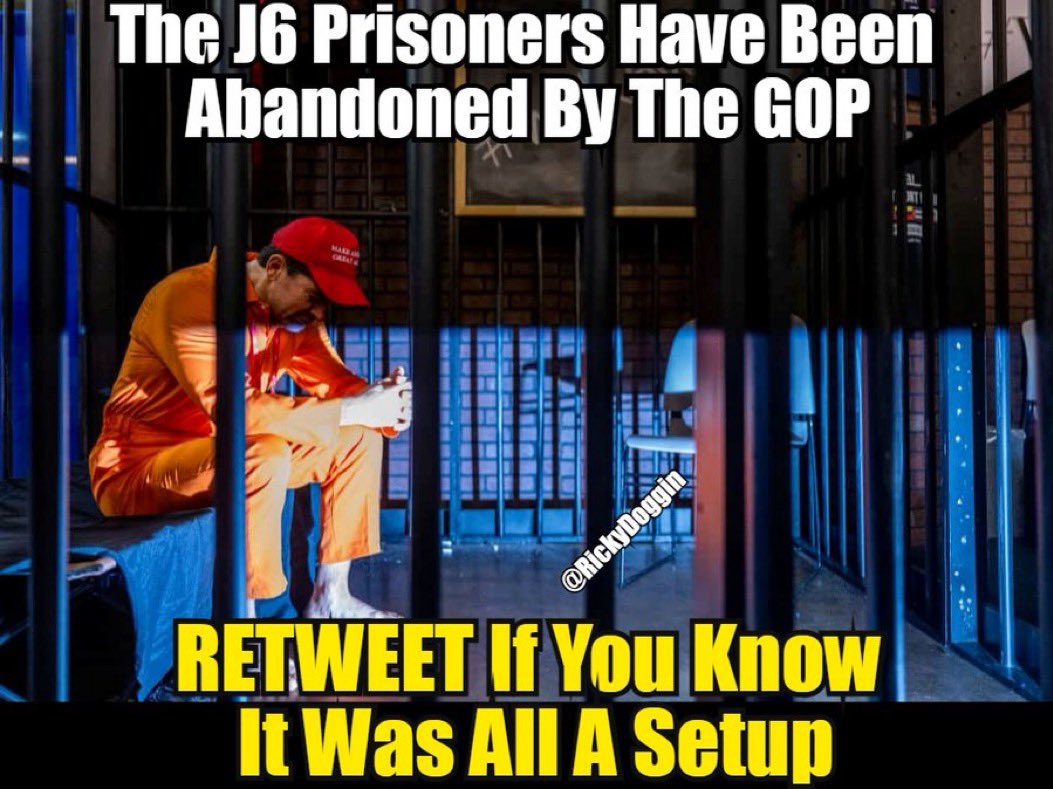 Everyone should retweet this daily! 
#J6PrisonersHaveBeenAbandonedByTheGOP 
PassItOn 👉👉👉
#J6WasASetUp