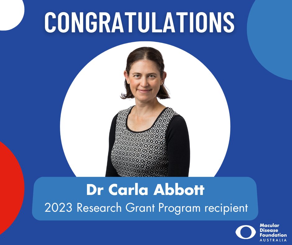 Meet Dr Carla Abbott, a recipient of MDFA’s 2023 Research Grant Program and learn more about her research into the composition and functionality of high-density lipoprotein in age-related macular degeneration. mdfoundation.com.au/news/excellenc… 

#MDFA #ResearchGrants