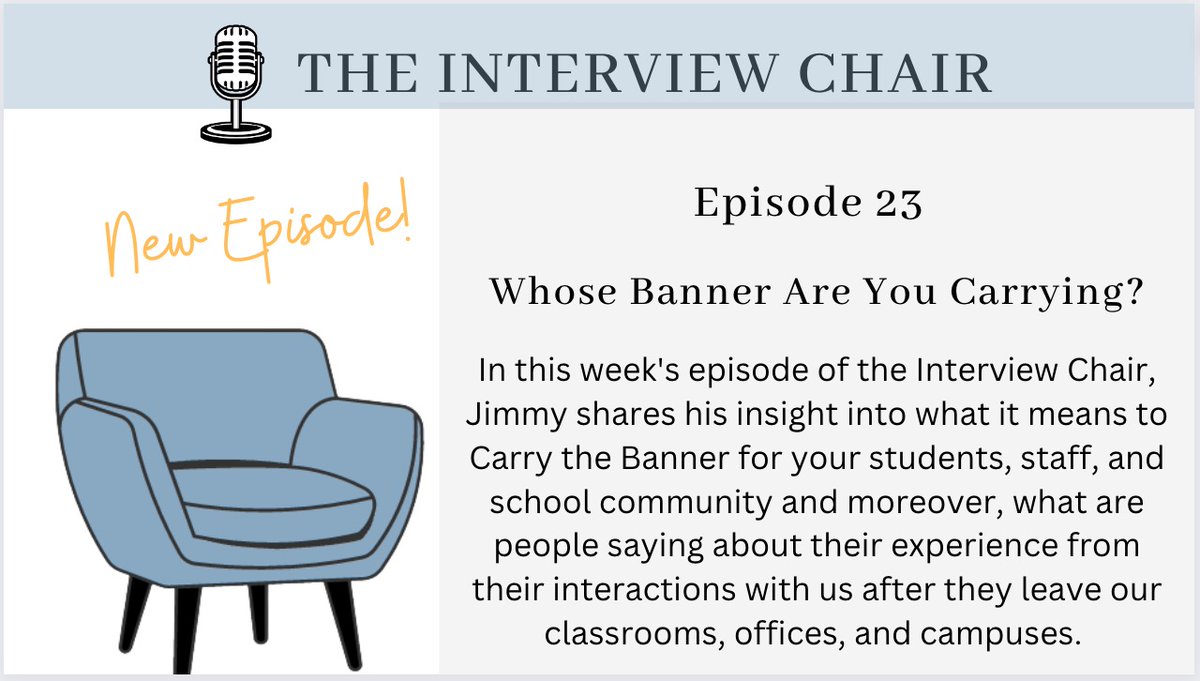HERE WE GO! New Release...Episode 23 of #TheInterviewChair is available now at jimmycasas.com/theinterviewch… 'Whose Banner Are You Carrying?' I hope you will take 12 minutes to check it out. #Recalibrate #Culturize