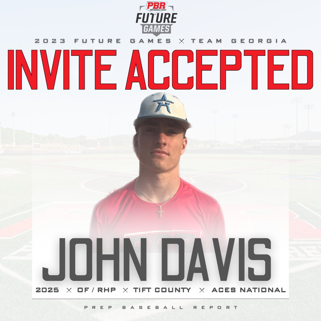 ‼️ INVITE ACCEPTED ‼️ 

+ '25 OF John Davis has accepted his invitation to represent the 🍑 state at the 2023 Future Games. <a href="/TIFT_BASEBALL/">Tift County Baseball</a> <a href="/AcesNational/">USA Prime/Aces National</a> <a href="/johndavis2025/">john davis</a>

Profile: loom.ly/_EAyYSU