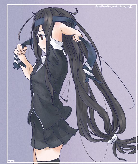 朝落書き 初霜改二  ブラシ見つけてみたやつで塗ってみたけどなかなかうまくいかない